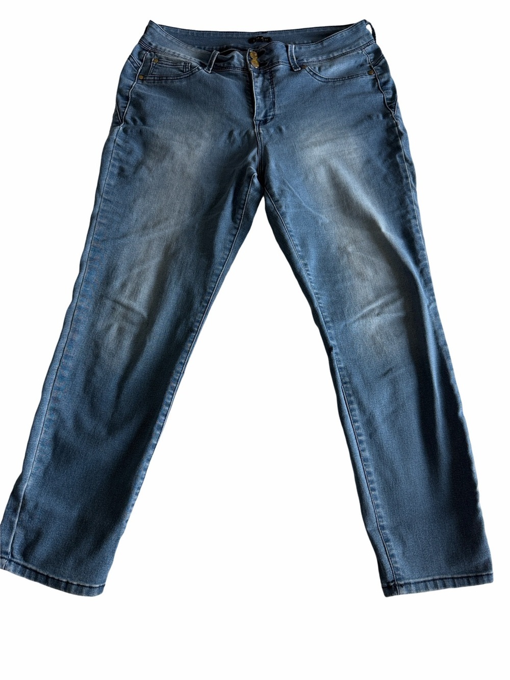IMAN Slim Straight Blue Cropped Denim Jeans. Size 14.